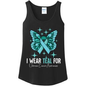 I Wear Teal For Ovarian Cancer Awareness Ladies Essential Tank