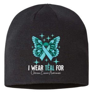 I Wear Teal For Ovarian Cancer Awareness Sustainable Beanie