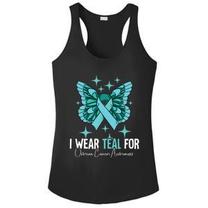 I Wear Teal For Ovarian Cancer Awareness Ladies PosiCharge Competitor Racerback Tank