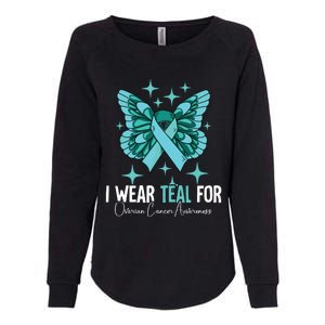 I Wear Teal For Ovarian Cancer Awareness Womens California Wash Sweatshirt