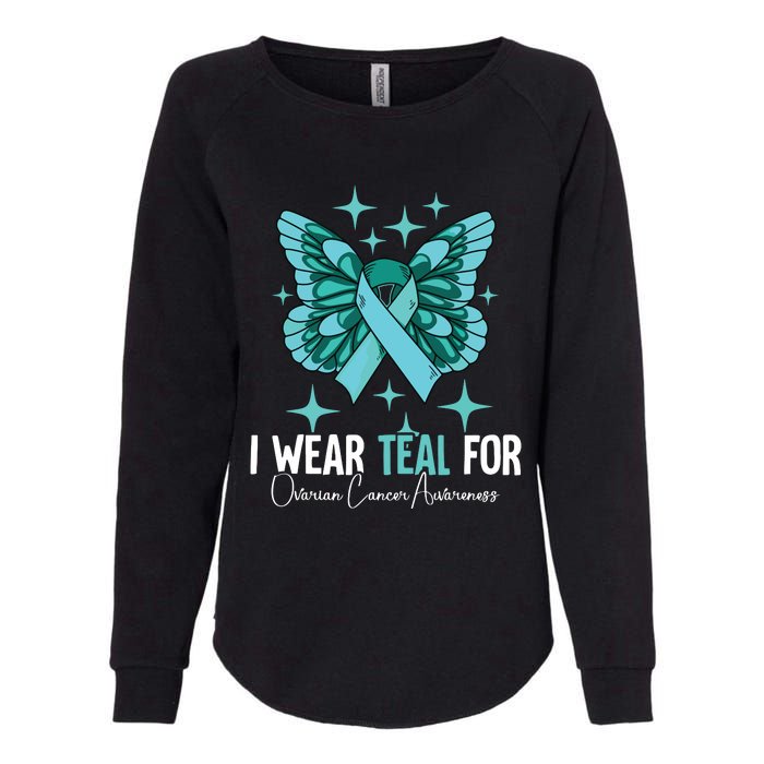 I Wear Teal For Ovarian Cancer Awareness Womens California Wash Sweatshirt