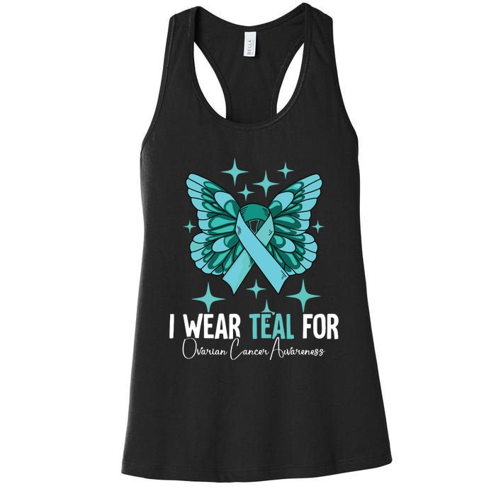 I Wear Teal For Ovarian Cancer Awareness Women's Racerback Tank