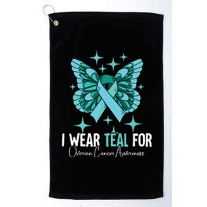 I Wear Teal For Ovarian Cancer Awareness Platinum Collection Golf Towel