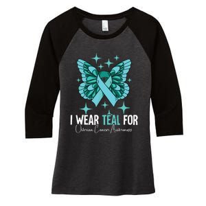 I Wear Teal For Ovarian Cancer Awareness Women's Tri-Blend 3/4-Sleeve Raglan Shirt