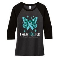 I Wear Teal For Ovarian Cancer Awareness Women's Tri-Blend 3/4-Sleeve Raglan Shirt