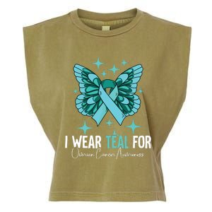 I Wear Teal For Ovarian Cancer Awareness Garment-Dyed Women's Muscle Tee