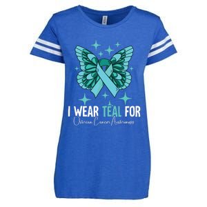 I Wear Teal For Ovarian Cancer Awareness Enza Ladies Jersey Football T-Shirt