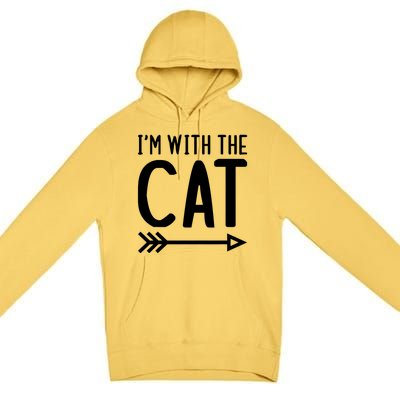 IM With The Cat Funny Matching Halloween Couple Costume Premium Pullover Hoodie