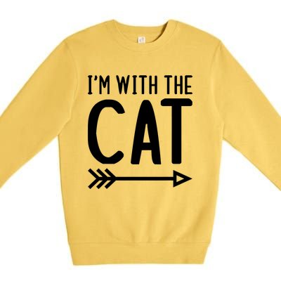 IM With The Cat Funny Matching Halloween Couple Costume Premium Crewneck Sweatshirt