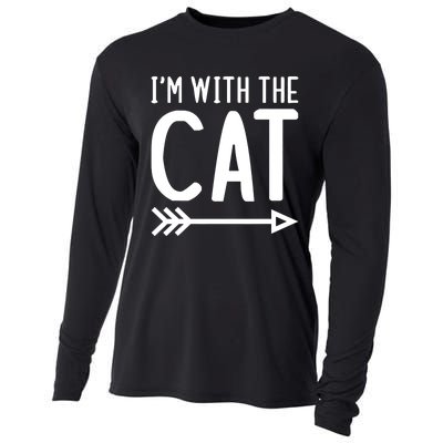 IM With The Cat Funny Matching Halloween Couple Costume Cooling Performance Long Sleeve Crew