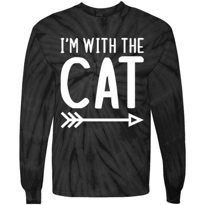 IM With The Cat Funny Matching Halloween Couple Costume Tie-Dye Long Sleeve Shirt