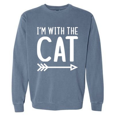 IM With The Cat Funny Matching Halloween Couple Costume Garment-Dyed Sweatshirt