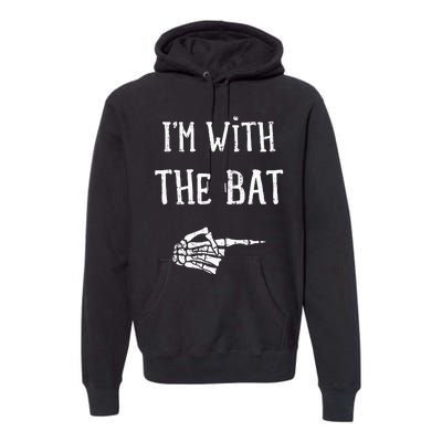 IM With The Bat Funny Matching Couple Costume Halloween Premium Hoodie