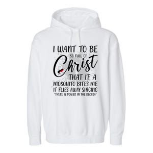 I Want To Be So Full Of Christ Mosquito Bite Funny Christian Quote Garment-Dyed Fleece Hoodie