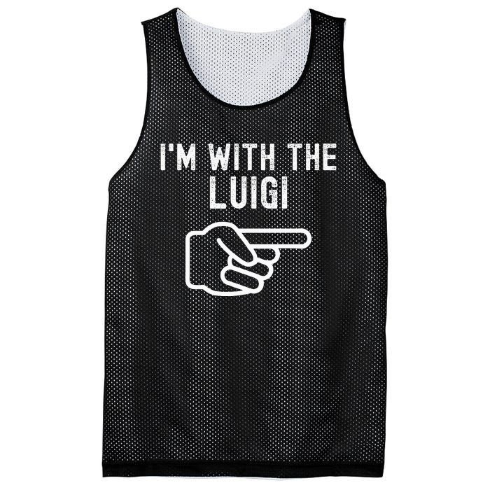 IM With The Luigi Funny Couples Matching Halloween Costume Mesh Reversible Basketball Jersey Tank