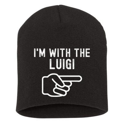 IM With The Luigi Funny Couples Matching Halloween Costume Short Acrylic Beanie