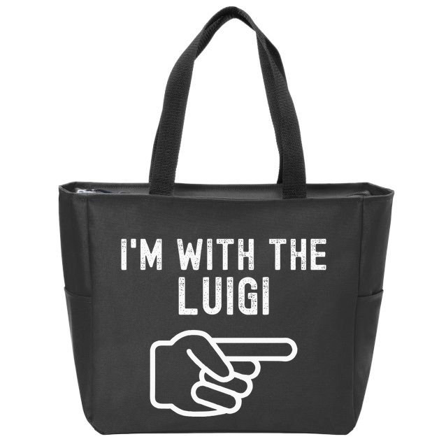 IM With The Luigi Funny Couples Matching Halloween Costume Zip Tote Bag