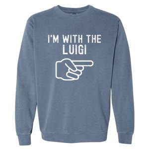 IM With The Luigi Funny Couples Matching Halloween Costume Garment-Dyed Sweatshirt