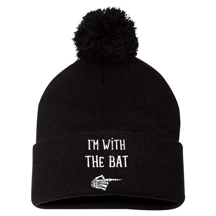 IM With The Bat Funny Matching Couple Costume Halloween Pom Pom 12in Knit Beanie