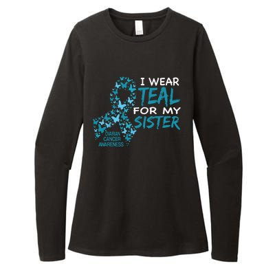 I Wear Teal For My Sister Ovarian Cancer Awareness Womens CVC Long Sleeve Shirt