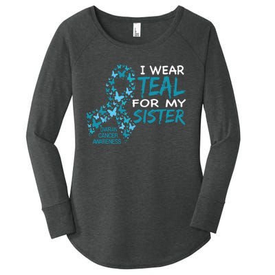 I Wear Teal For My Sister Ovarian Cancer Awareness Women's Perfect Tri Tunic Long Sleeve Shirt