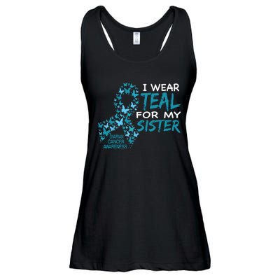 I Wear Teal For My Sister Ovarian Cancer Awareness Ladies Essential Flowy Tank