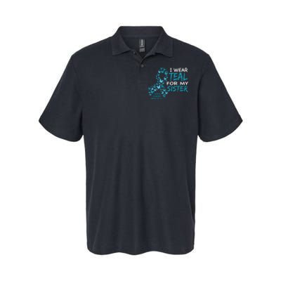 I Wear Teal For My Sister Ovarian Cancer Awareness Softstyle Adult Sport Polo