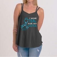 I Wear Teal For My Sister Ovarian Cancer Awareness Women's Strappy Tank