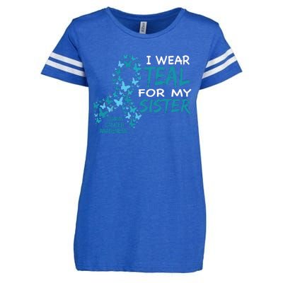 I Wear Teal For My Sister Ovarian Cancer Awareness Enza Ladies Jersey Football T-Shirt