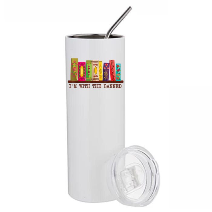 I'm With The Banned Books Funny I Read Banned Books Lovers Stainless Steel Tumbler