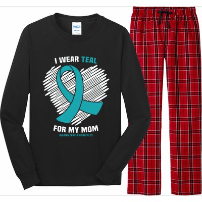 I Wear Teal For My Mom Ovarian Cancer Awareness Long Sleeve Pajama Set