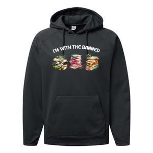 I'm With The Banned Books Funny I Read Banned Books Lovers Performance Fleece Hoodie