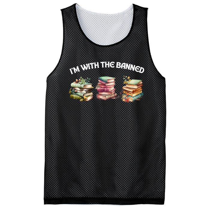 I'm With The Banned Books Funny I Read Banned Books Lovers Mesh Reversible Basketball Jersey Tank