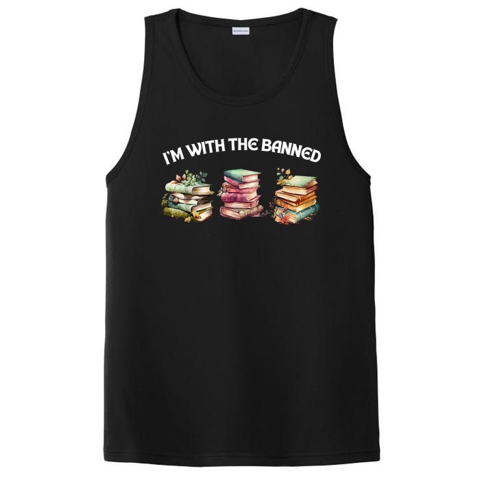 I'm With The Banned Books Funny I Read Banned Books Lovers PosiCharge Competitor Tank