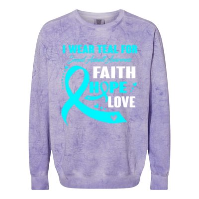 I Wear Teal For Sexual Assault Awareness Funny Gift Colorblast Crewneck Sweatshirt