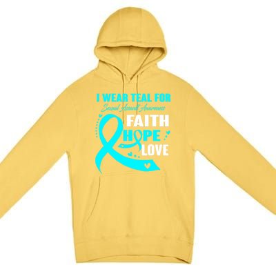 I Wear Teal For Sexual Assault Awareness Funny Gift Premium Pullover Hoodie