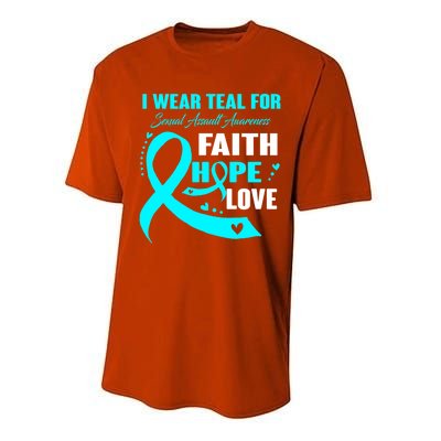 I Wear Teal For Sexual Assault Awareness Funny Gift Performance Sprint T-Shirt