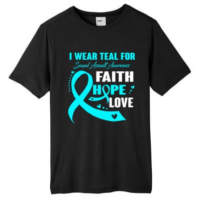 I Wear Teal For Sexual Assault Awareness Funny Gift Tall Fusion ChromaSoft Performance T-Shirt