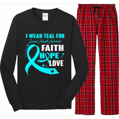 I Wear Teal For Sexual Assault Awareness Funny Gift Long Sleeve Pajama Set