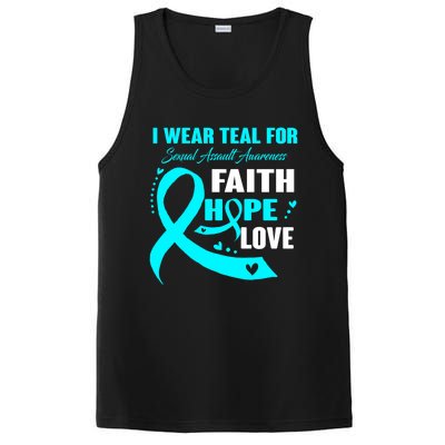 I Wear Teal For Sexual Assault Awareness Funny Gift PosiCharge Competitor Tank