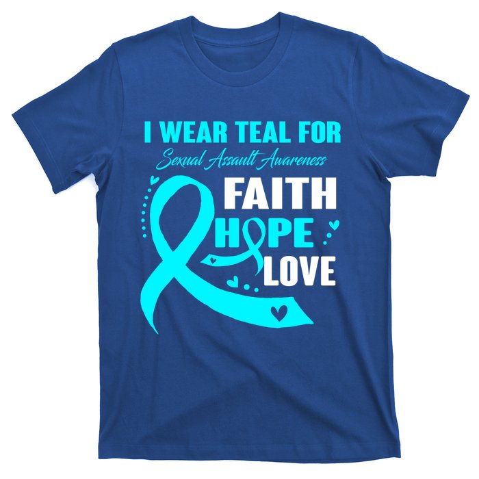 I Wear Teal For Sexual Assault Awareness Funny Gift T-Shirt