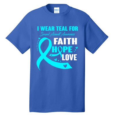 I Wear Teal For Sexual Assault Awareness Funny Gift Tall T-Shirt