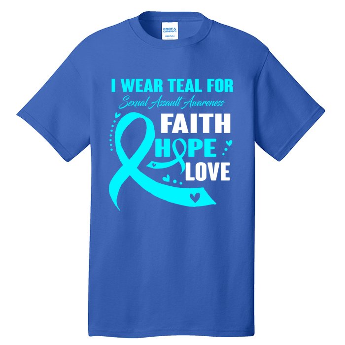 I Wear Teal For Sexual Assault Awareness Funny Gift Tall T-Shirt