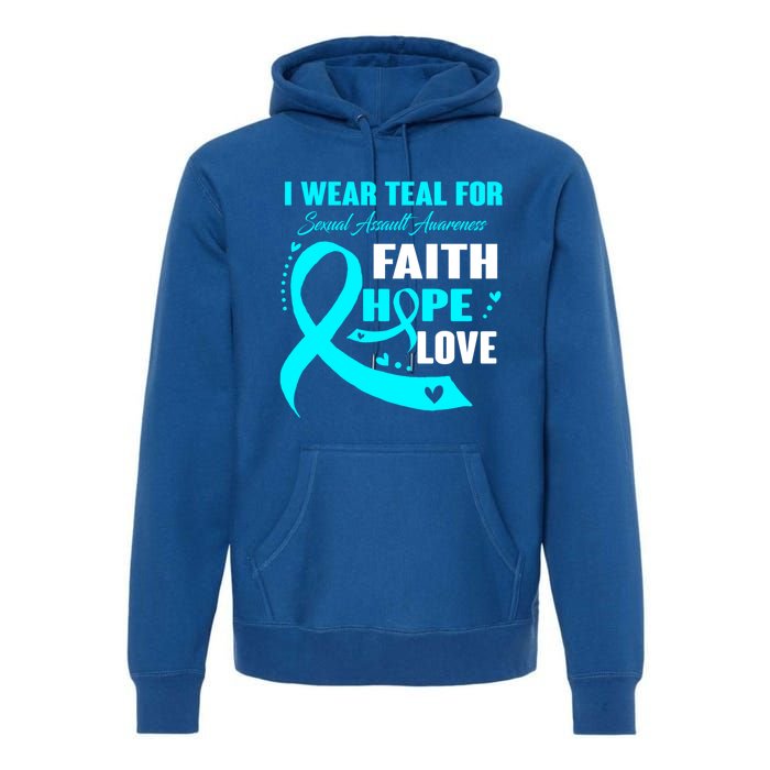 I Wear Teal For Sexual Assault Awareness Funny Gift Premium Hoodie