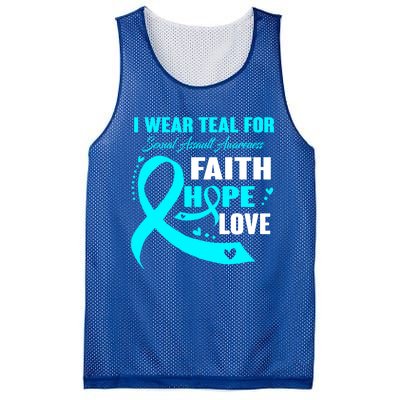 I Wear Teal For Sexual Assault Awareness Funny Gift Mesh Reversible Basketball Jersey Tank