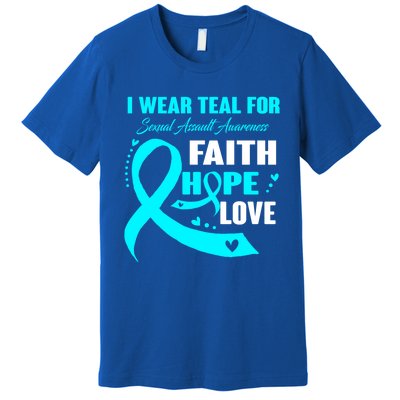 I Wear Teal For Sexual Assault Awareness Funny Gift Premium T-Shirt