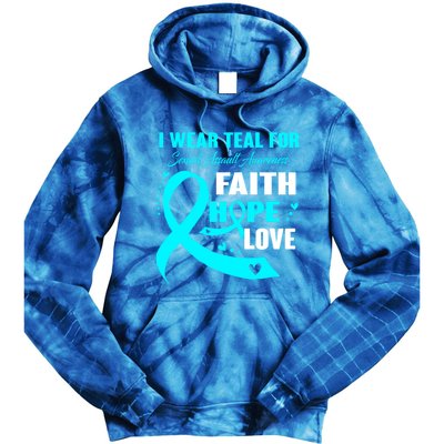 I Wear Teal For Sexual Assault Awareness Funny Gift Tie Dye Hoodie