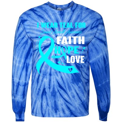 I Wear Teal For Sexual Assault Awareness Funny Gift Tie-Dye Long Sleeve Shirt