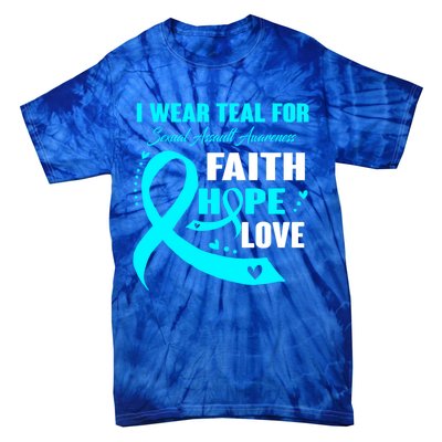 I Wear Teal For Sexual Assault Awareness Funny Gift Tie-Dye T-Shirt