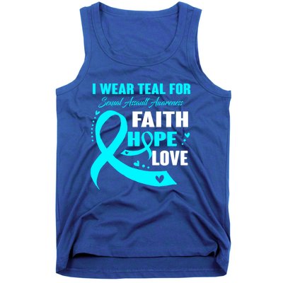 I Wear Teal For Sexual Assault Awareness Funny Gift Tank Top